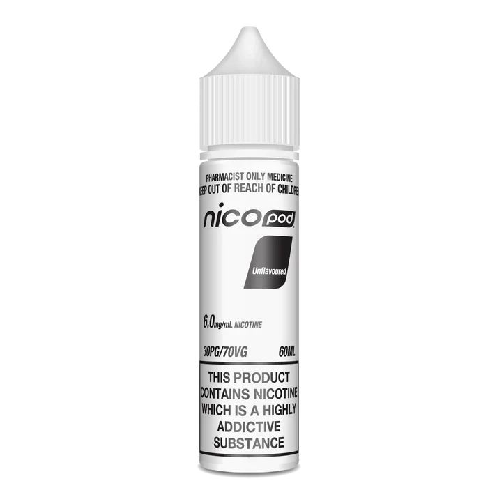NICOPOD UNFLAVOURED FREEBASE 0, 3, 6, 9, 12, 18mg/ml (60ML BOTTLE) - Image 3