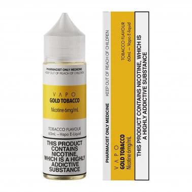VAPO - E Liquid Gold Tobacco 60mL Freebase 3, 6, 9, 12 & 18mg - Image 4